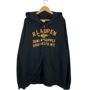 Ralph Lauren Denim & Supply Fullzip Brooklyn N.Y. Hoodie Black men's size 2XL